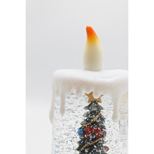 Premium Collection Dekoratif Işıklı Yılbaşı Süs Mum 24 Cm