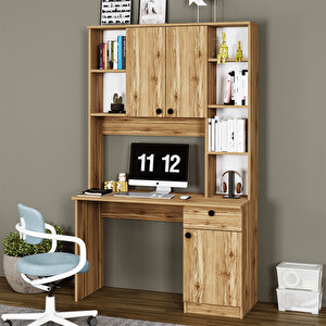 Nehir Çekmeceli Dolaplı Raflı Çalışma Masası Bilgisayar Masası Nhr04