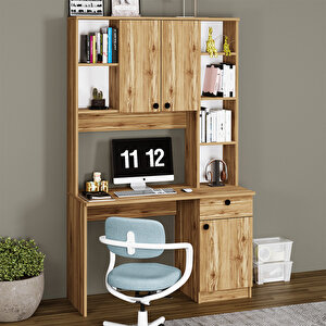 Nehir Çekmeceli Dolaplı Raflı Çalışma Masası Bilgisayar Masası Nhr04