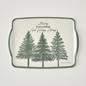 New Year Melamin Tepsi Yeşil (42x31 Cm) Yeşil Yeşil