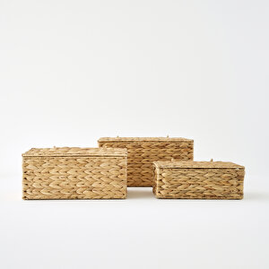 Glore Hasır Kapaklı Sepet Naturel (28x20x11 Cm) Naturel