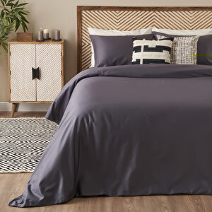 %100 Pamuk Saten Supreme Tek Kişilik Nevresim Seti Antrasit (160x220 Cm) Antrasit