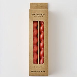 Hill Burgulu Şamdan Mum 2'li Kırmızı (18x2 Cm) Kırmızı