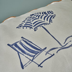 %100 Pamuk Marine Scallop Kırlent Kılıfı Beyaz (35x50 Cm) Beyaz