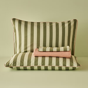 %100 Pamuk Line Çift Kişilik Pike Takımı Somon (200x220 Cm) Somon