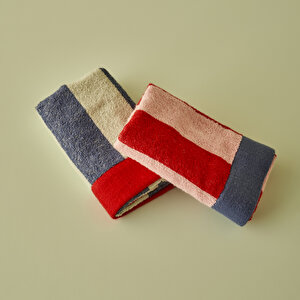 %100 Pamuk Line El Havlusu Kırmızı (30x50 Cm) Kırmızı Kırmızı