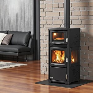 Dks-19 Katı Yakıt Sobası | Şömineli Fanlı Odun Sobası