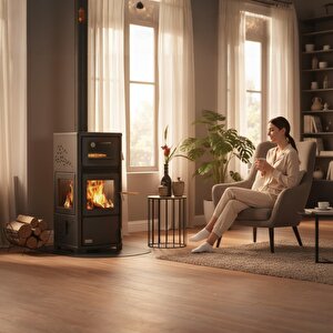 Rehome Dks-19 Katı Yakıt Sobası | Şömineli Fanlı Odun Sobası