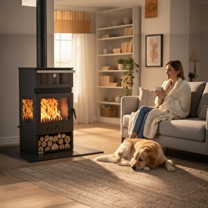 Dks-15 Katı Yakıt Sobası | Şömine Görüntülü Odun Sobası