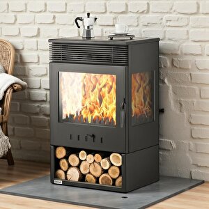 Dks-12 Katı Yakıt Sobası | Üç Camlı Fanlı Odun Sobası