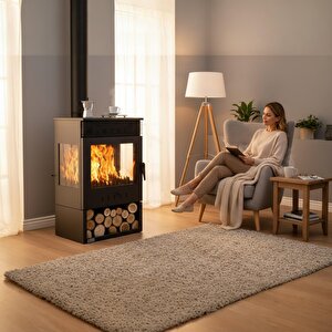 Dks-12 Katı Yakıt Sobası | Üç Camlı Fanlı Odun Sobası