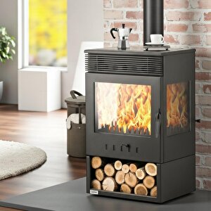 Dks-12 Katı Yakıt Sobası | Üç Camlı Şömineli Odun Sobası