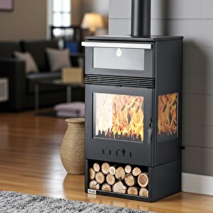 Dks-15 Katı Yakıt Sobası | Şömineli Fanlı Odun Sobası