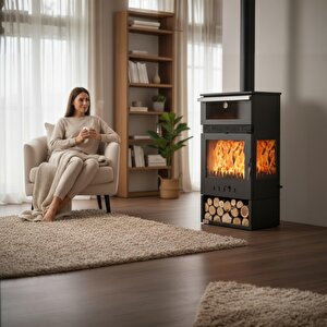 Dks-15 Katı Yakıt Sobası | Şömineli Fanlı Odun Sobası