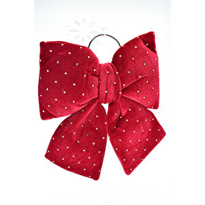 Kırmızı Yaldızlı Kurdela Yılbaşı Ağacı Süsü