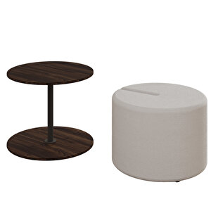 Vexana Puflu Yan Sehpa – Saklanabilir Puflu Servis Sehpası, Ceviz Ceviz