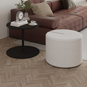 Vexana Puflu Yan Sehpa – Saklanabilir Puflu Servis Sehpası, Ahşap Siyah Siyah