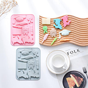 Silikon Mezuniyet Temalı Çikolata Ve Jelibon Kalıbı 9 Lu