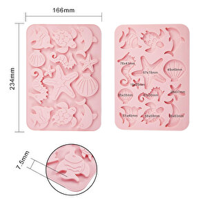 Silikon 13 Farklı Deniz Canlıları Figürleri Çikolata Ve Jelibon Kalıbı