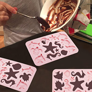 Silikon 13 Farklı Deniz Canlıları Figürleri Çikolata Ve Jelibon Kalıbı