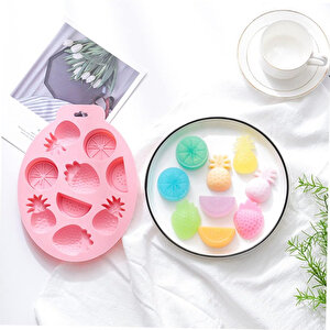 Silikon Meyve Figürleri Şeker Hamuru Ve Jelibon Kalıbı 9 Lu