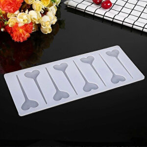 Silikon Kalp Şeklinde Kek Pasta Süsleme Çubuğu Kalıbı 8 Li