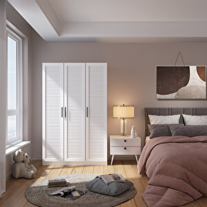 Beyaz Panjur 3 Kapaklı Gardırop Mnt320 3 Kapaklı