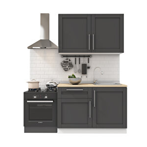 Pia Antrasit Serisi 120 Cm Antrasit Meşe Tezgahlı Hazır Mutfak Pa-120dav-mt 120 cm