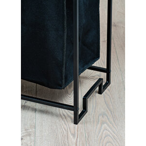 ̇ 2 Raflı 2 Bölmeli  Kirli Sepet Dekoratif Kumaşlı Metal Gövde  Çok Amaçlı Düzenleyici