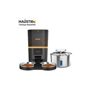 Qq009ds-wf009l-w Akıllı Mama Kabı Kameralı, Kedi Su Sebili Çelik 2 Li Set (haustier Tr Garantili)