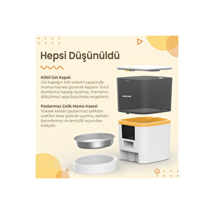 Qq003 Akıllı Kedi Köpek Otomatik Mama Kabı Beyaz Türki̇ye Garanti̇li̇