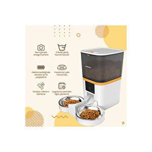 Qq005-dual Kameralı Akıllı Otomatik Kedi Mama Kabı Beyaz (hausti̇er Türki̇ye Garanti̇li̇)