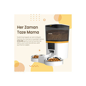 Qq005-dual Kameralı Akıllı Otomatik Kedi Mama Kabı Beyaz (hausti̇er Türki̇ye Garanti̇li̇)