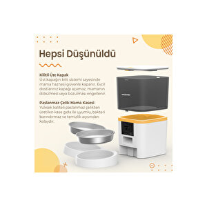 Qq009-dual Fhd Kameralı, Akıllı Otomatik Kedi Mama Kabı Beyaz Türki̇ye Garanti̇li̇