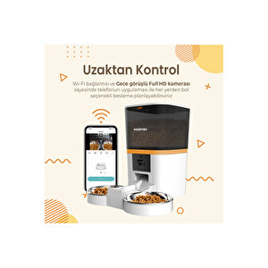Qq009-dual Fhd Kameralı, Akıllı Otomatik Kedi Mama Kabı Beyaz Türki̇ye Garanti̇li̇