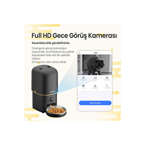 Pf05 Fhd Kameralı Görüş Akıllı Otomatik Kedi Mama Kabı Siyah Türki̇ye Garanti̇li̇