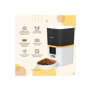 Qq005b-wf013 Akıllı Mama Kabı,kedi Serami̇k Su Pınarı 2 Li Kameralı Set Tr Garantili