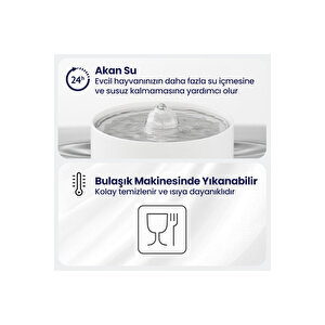 Qq005b-wf013 Akıllı Mama Kabı,kedi Serami̇k Su Pınarı 2 Li Kameralı Set Tr Garantili