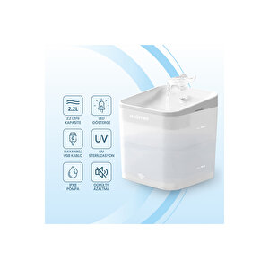 Wf004 Akıllı Kedi Su Sebili,su Pınarı, Uv Su Filtrelemeli - Smart Wifi - App