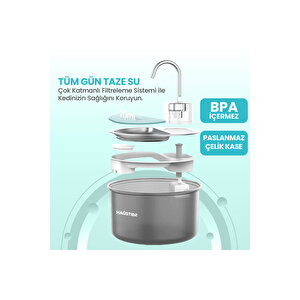 Wf009ls Otomatik Kedi Su Çeşmesi,su Sebili, Su Pınarı 4lt , Çelik Üst Tabla, Bpa İçermez