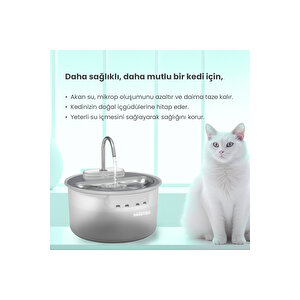 Wf009ls Otomatik Kedi Su Çeşmesi,su Sebili, Su Pınarı 4lt , Çelik Üst Tabla, Bpa İçermez