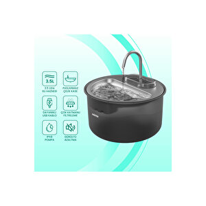 Wf009ls Otomatik Kedi Su Sebili Siyah Türki̇ye Garanti̇li̇