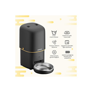 Pf02 Akıllı Kedi Köpek Otomatik Mama Kabı Siyah Türki̇ye Garanti̇li̇