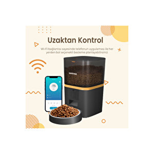 Qq003 Akıllı Kedi Köpek Otomatik Mama Kabı App Kontrol Siyah Türki̇ye Garanti̇li̇