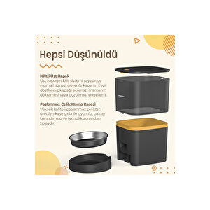 Qq003 Akıllı Kedi Köpek Otomatik Mama Kabı App Kontrol Siyah Türki̇ye Garanti̇li̇