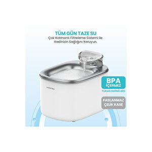 Wf007l Otomatik Kedi Su Sebili, 3.5lt Geniş Hazne, Bpa Içermez, Metal Tabla, Ultra Sessiz