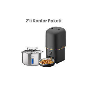 Akıllı Mama Kabı,kedi Su Sebili 2 Li Kameralı Set (haustier Türkiye Garantili)
