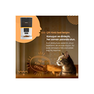 Qq009 Akıllı Kedi Köpek Otomatik Mama Kabı Fhd Kameralı, Beyaz Türki̇ye Garanti̇li̇
