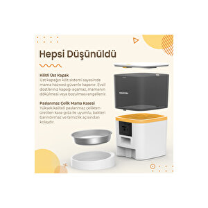 Qq009 Akıllı Kedi Köpek Otomatik Mama Kabı Fhd Kameralı, Beyaz Türki̇ye Garanti̇li̇