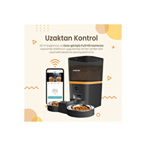 Qq009-dual Fhd Kameralı, Akıllı Otomatik Kedi Mama Kabı Siyah Türki̇ye Garanti̇li̇
